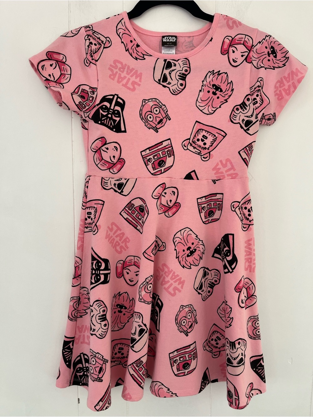 Star Wars Pink Kids Skater Dress with Black Stormtrooper Print Size 10-12